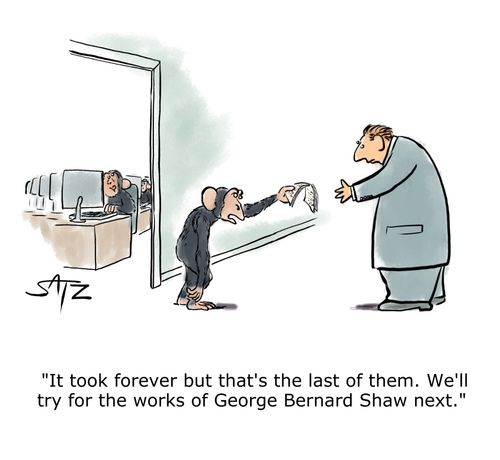 "It took forever but that's the last of them. We'll try for the works of George Bernard Shaw next."