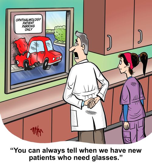 "You can always tell when we have new patients who need glasses."