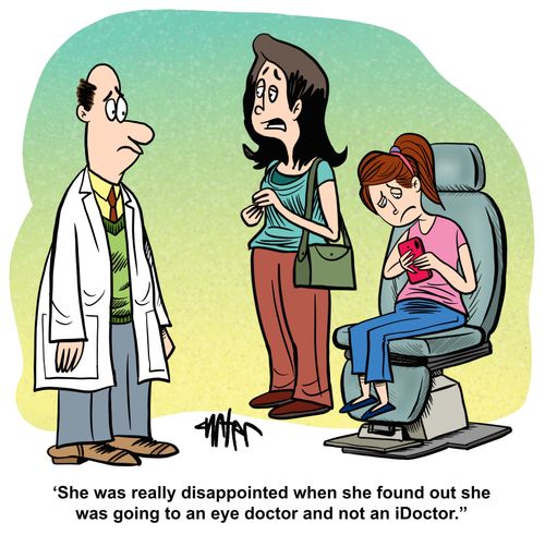 "She was really disappointed when she found out she was going to an eye doctor and not an iDoctor."