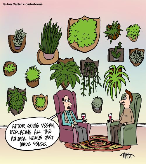 "After going vegan, replacing all the animal heads just made sense.'