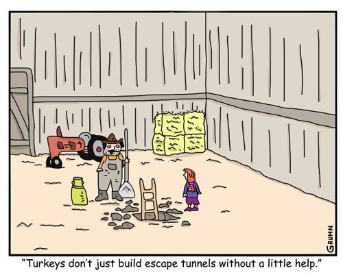 "Turkeys don't just build escape tunnels without a little help."