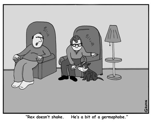 "Rex doesn't shake. He's a bit of a germaphobe."