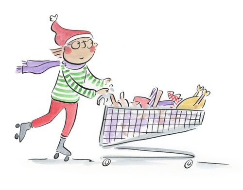 Elf with Christmas shopping