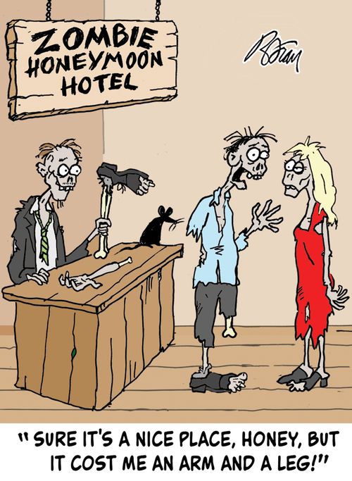 "Sure it's a nice place, Honey, but it cost me an arm and a leg!"