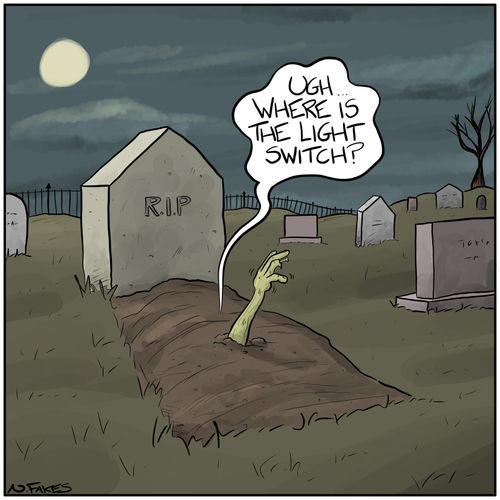 "Ugh. . . Where is the light switch?"