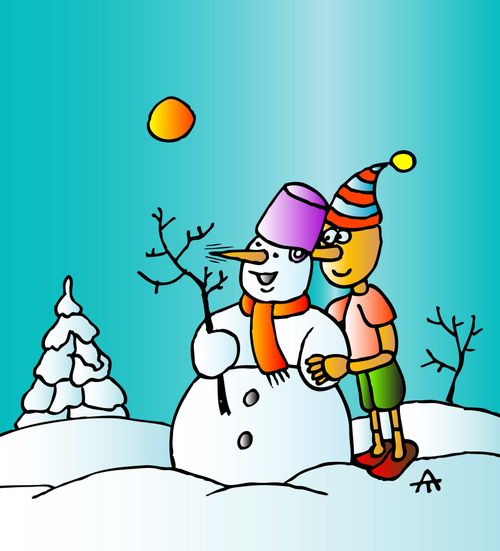 Snowman Sharing Pinocchio