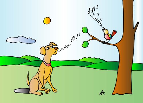 Dog and bird