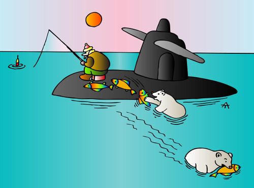 Fisherman and polar bears
