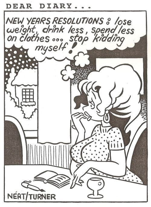 Dear Diary. . . New Year's Resolutions: lose weight, drink less, spend less on clothes. . . stop kidding myself!