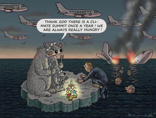 "Thank god there is a climate summit once a year! We are always really hungry."