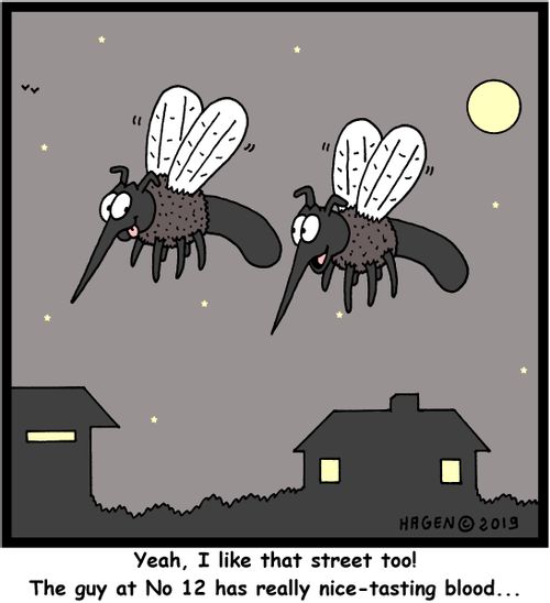"Yeah, I like that street too! The guy at No 12 has really nice-tasting blood..."
