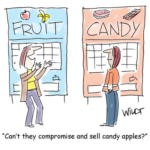 "Can't they compromise and sell candy apples?"