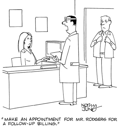 "Make an appointment for Mr. Rodgers for a follow-up billing."