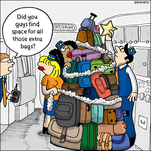 "Did you guys find space for all those extra bags?"
