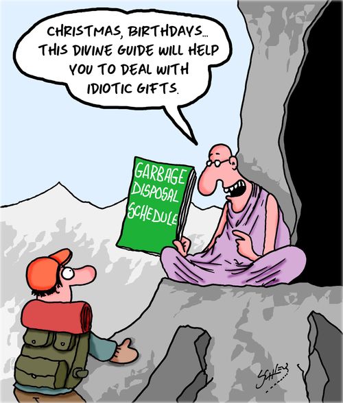 "Christmas, birthdays...this divine guide will help you deal with idiotic gifts..."