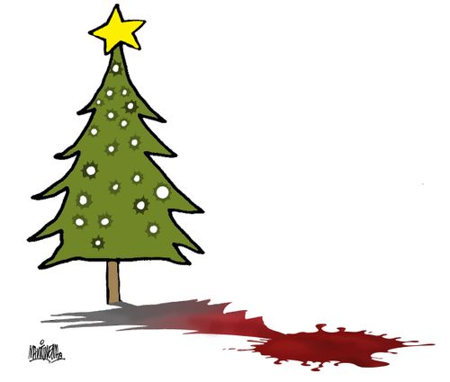 Bullet Hole Ridden Christmas Tree