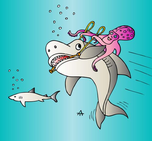 Shark and octopus