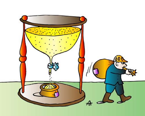 Sand clock and man