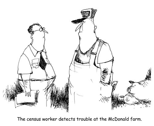 The census worker detects trouble at the McDonald farm. 