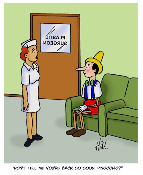 "Don't tell me you're back so soon, Pinocchio?"