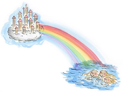 Rainbow bridge to Valhalla with Rhinemaidens