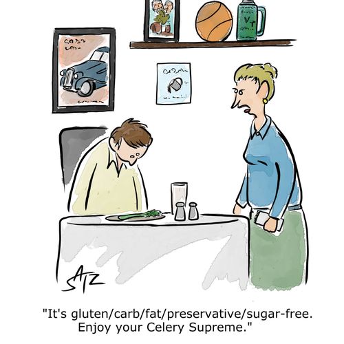 "It's gluten/carb/fat/preservative/sugar-free. Enjoy your Celery Supreme."