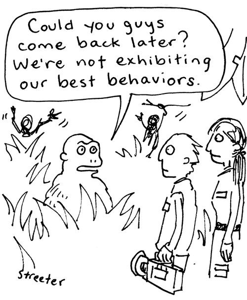 "Could you guys come back later? We're not exhibiting our best behaviors."