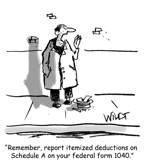 "Remember, report itemized deductions on Schedule A on your federal form 1040."
