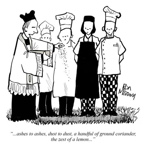 ". . . ashes to ashes, dust to dust, a handful of ground coriander, the zest of a lemon. . ."