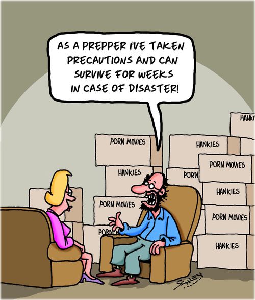 "As a prepper I've taken precautions and can survive for weeks in case of disaster."
