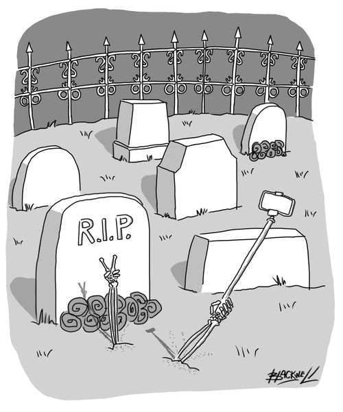 Skeleton rises from grave to take selfie