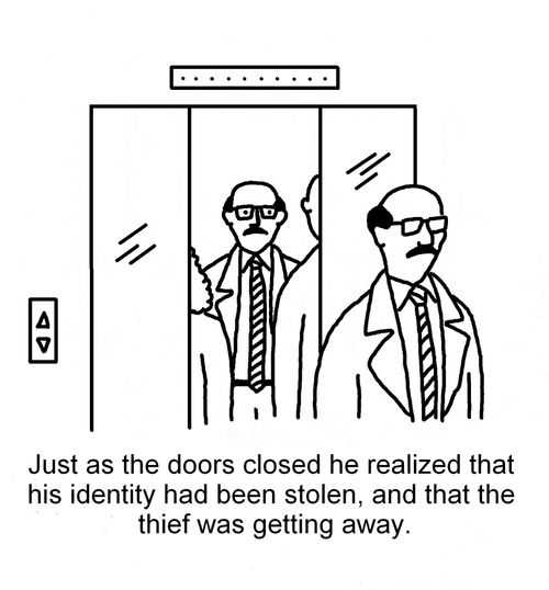 Just as the doors closed he realized that his identity had been stolen, and that the thief was getting away.