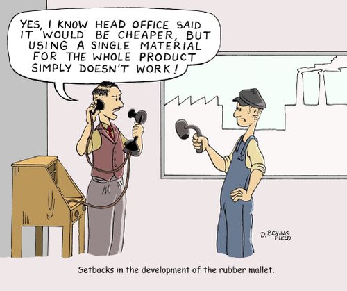 Setbacks in the development of the rubber mallet.