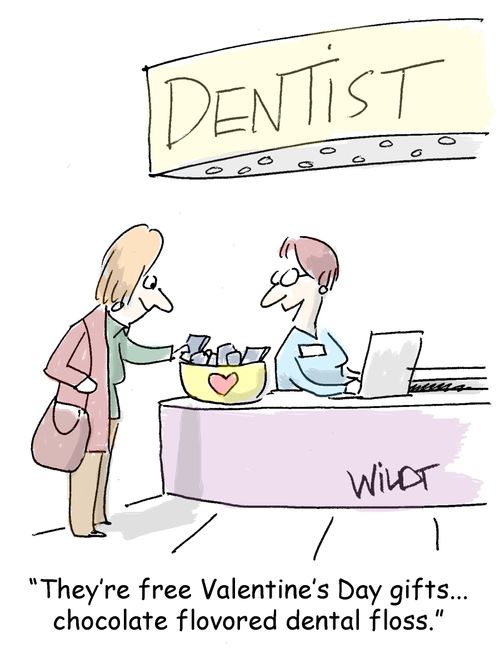 "They're free Valentine's Day gifts...chocolate flavored dental floss."