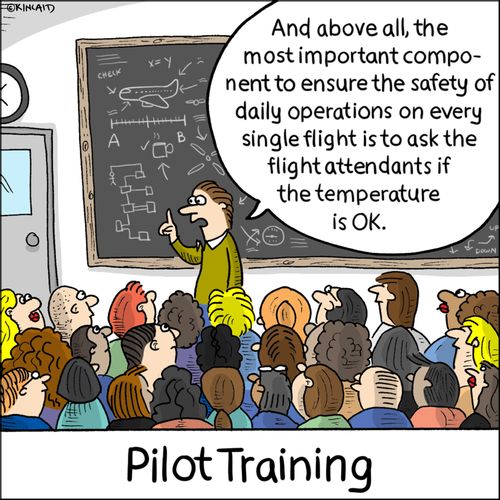 "And above all, the most important component to ensure the safety of daily operations on every single flight is to ask the flight attendants if the temperature is OK."
