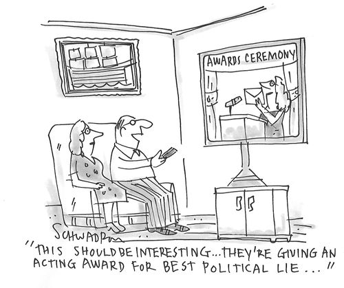 "This should be interesting. . . they're giving an acting award for best political lie. . ."