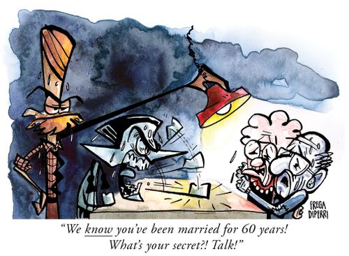 "We know you've been married for 60 years! What's your secret?! Talk!"