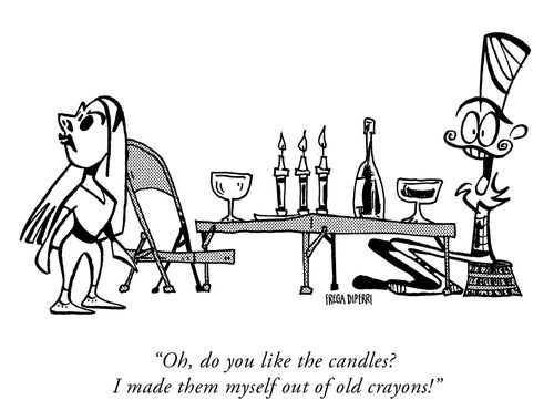 "Oh, do you like the candles? I made them myself our of old crayons!"