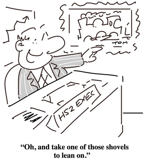 "Oh, and take one of those shovels to lean on."