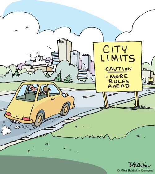 City Limits. Caution-more rules ahead