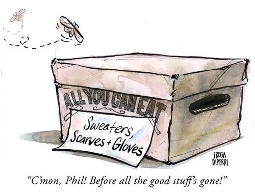 "C'mon, Phil! Before all the good stuff's gone!"