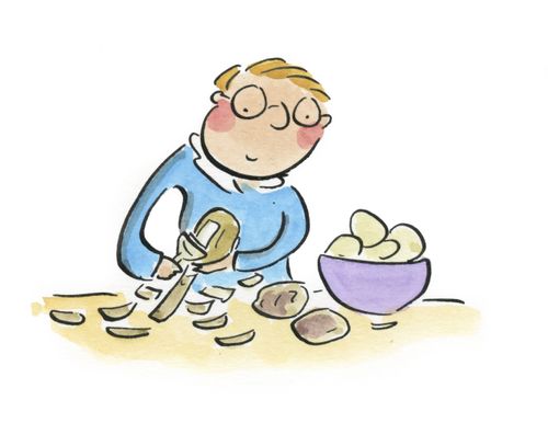 Peeling potatoes
