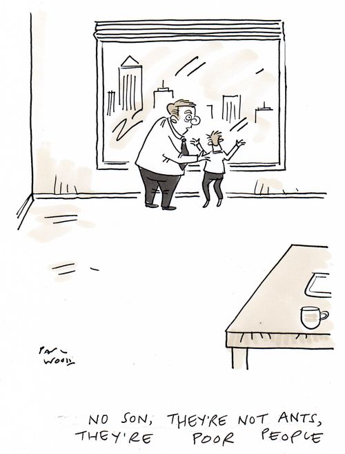 "No son, they're not ants, they're poor people."