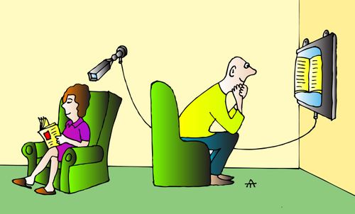 Man Reading Over a Woman's Shoulder