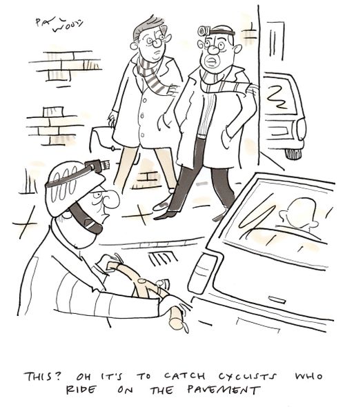 "This? Oh it's to catch cyclists who ride on the pavement."