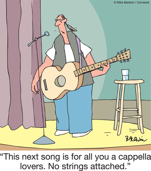 "This next song is for all you a cappella lovers. No strings attached."