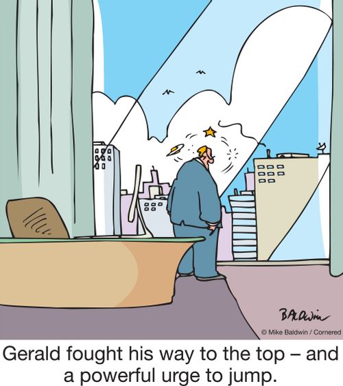 Gerald fought his way to the top – and a powerful urge to jump.