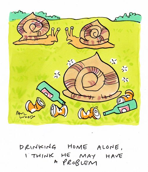 "Drinking home alone, I think he may have a problem."