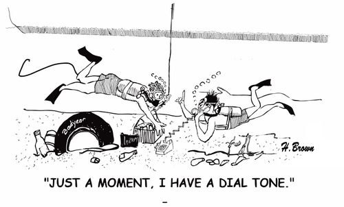 "Just a moment, I have a dial tone."