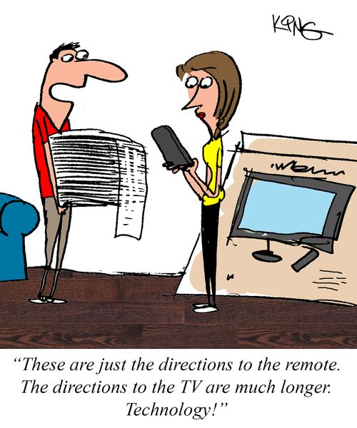 "These are just the directions to the remote. The directions to the TV are much longer. Technology!"